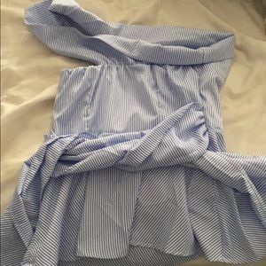 Striped one shoulder top with tie